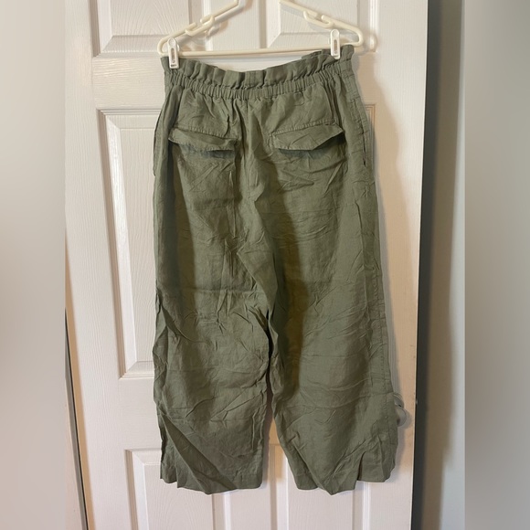 Magaschoni 100% linen cropped paperbag pants - Picture 2 of 8